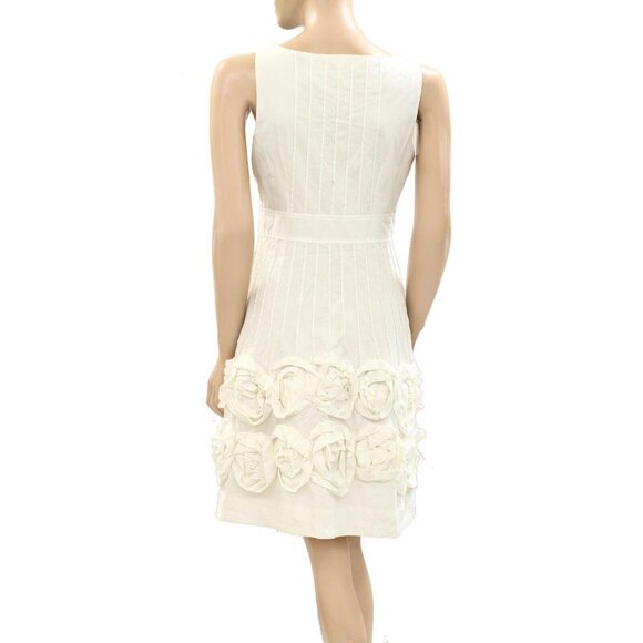 FRANCES VALENTINE Ribbon Mini Dress Floral Patchwork Sleeveless White XS 274591 - Picture 3 of 4